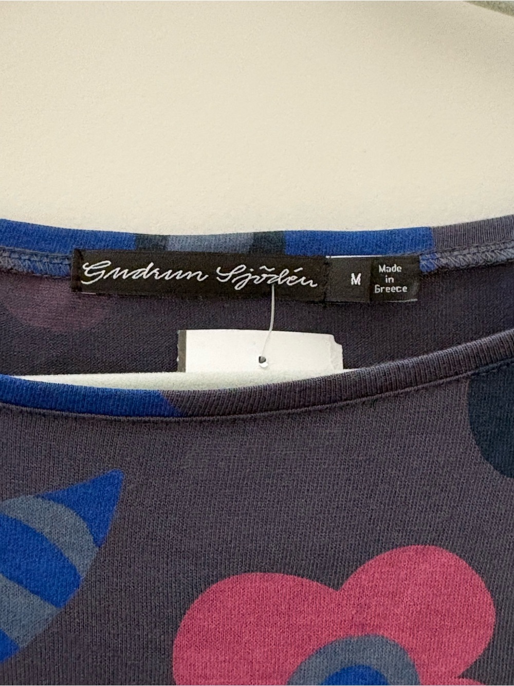 Gudrun Sjoden Dress Gray Blue Floral Lagenlook Art to Wear Scandinavian Women M - Picture 3 of 8